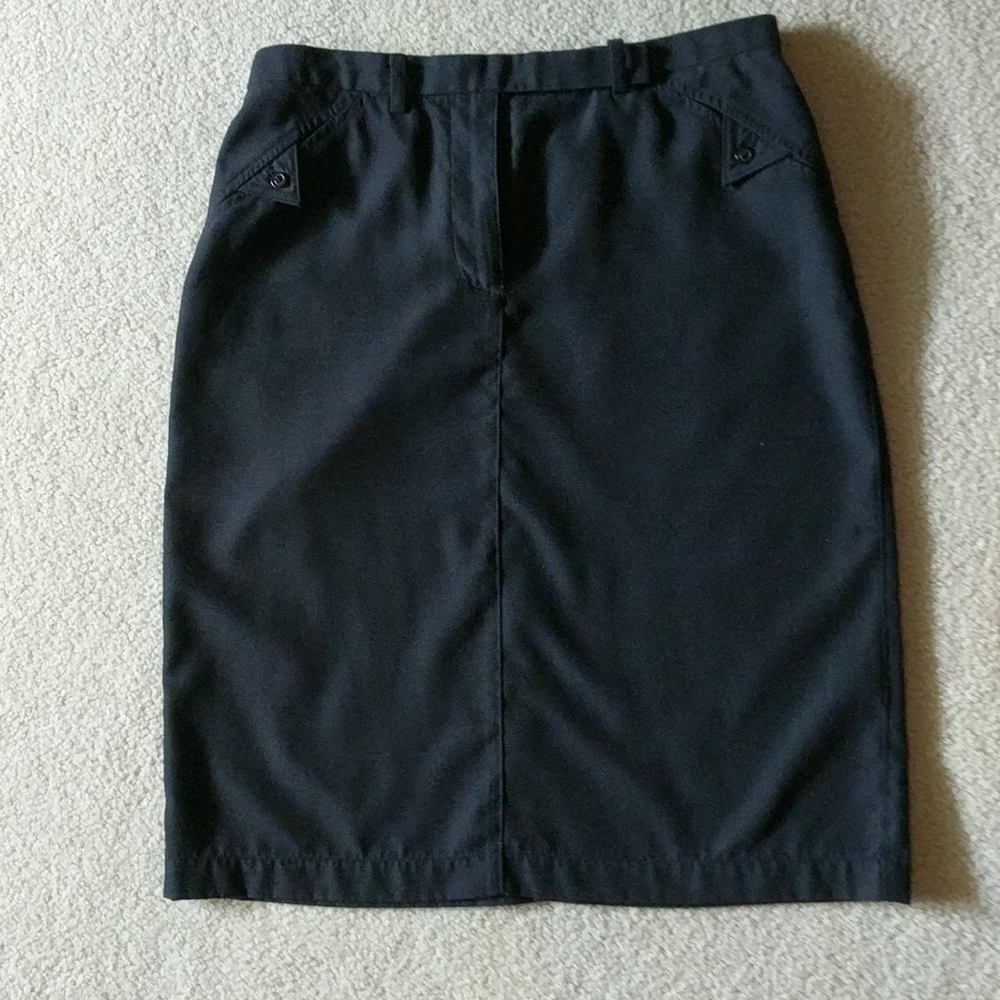 Straight black knee length skirt